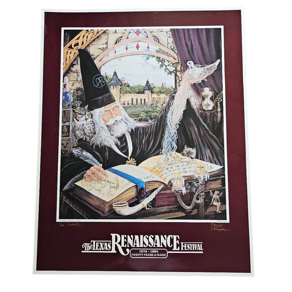 Texas Renaissance Festival 20th Anniversary Poster 1974-1994 By S. Hughes Wizard
